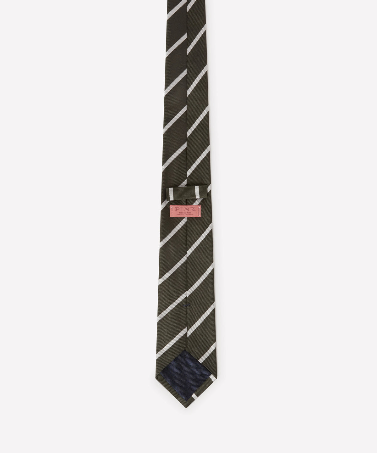Green & White Single Stripe Silk Woven Tie
