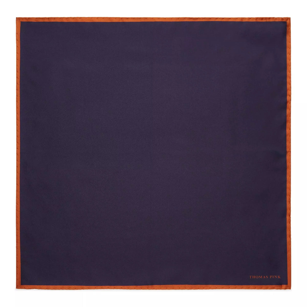 Navy Blue & Orange Silk Twill Woven Pocket Square