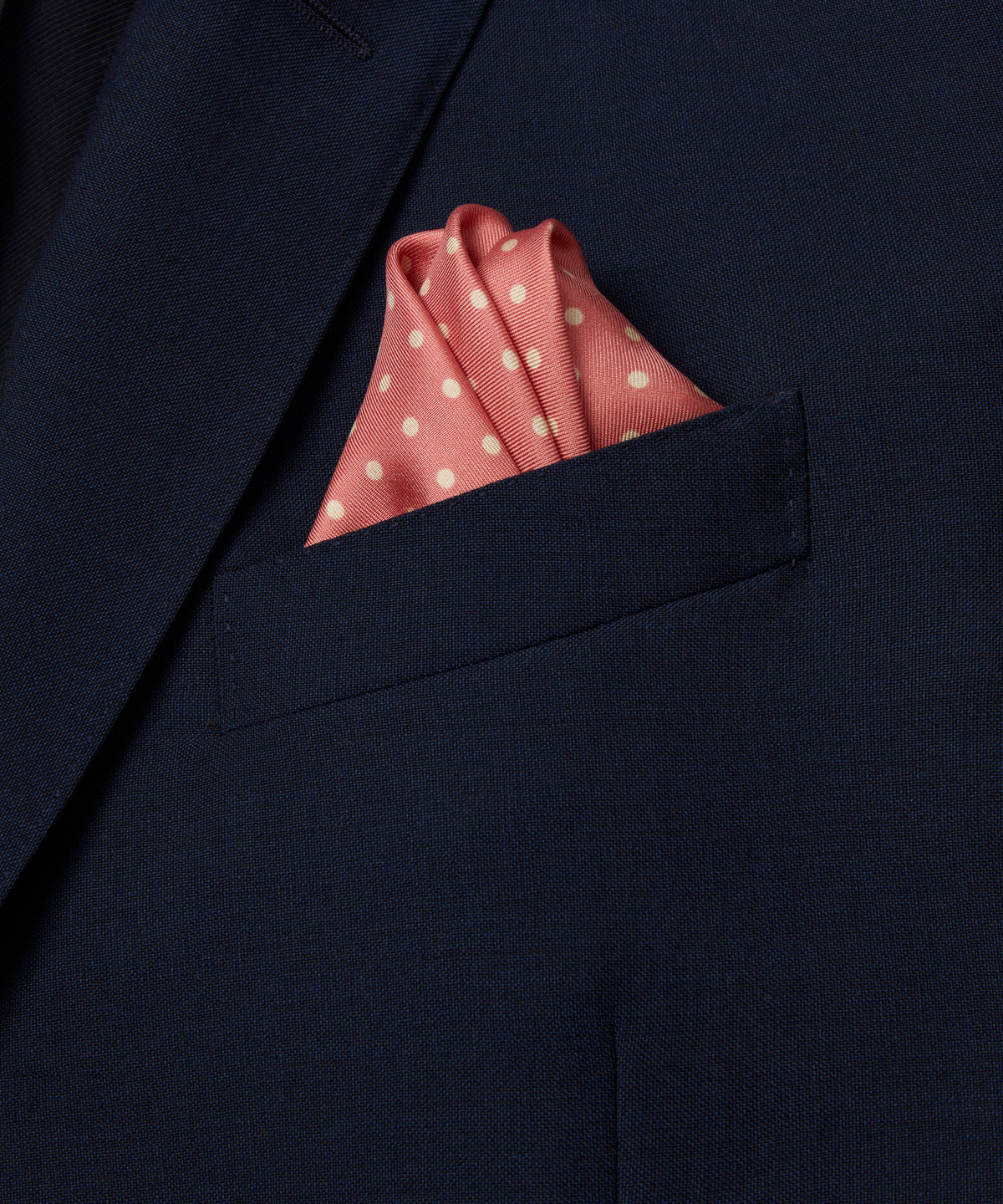 Pink & Neutral Polka Dot Silk Pocket Square