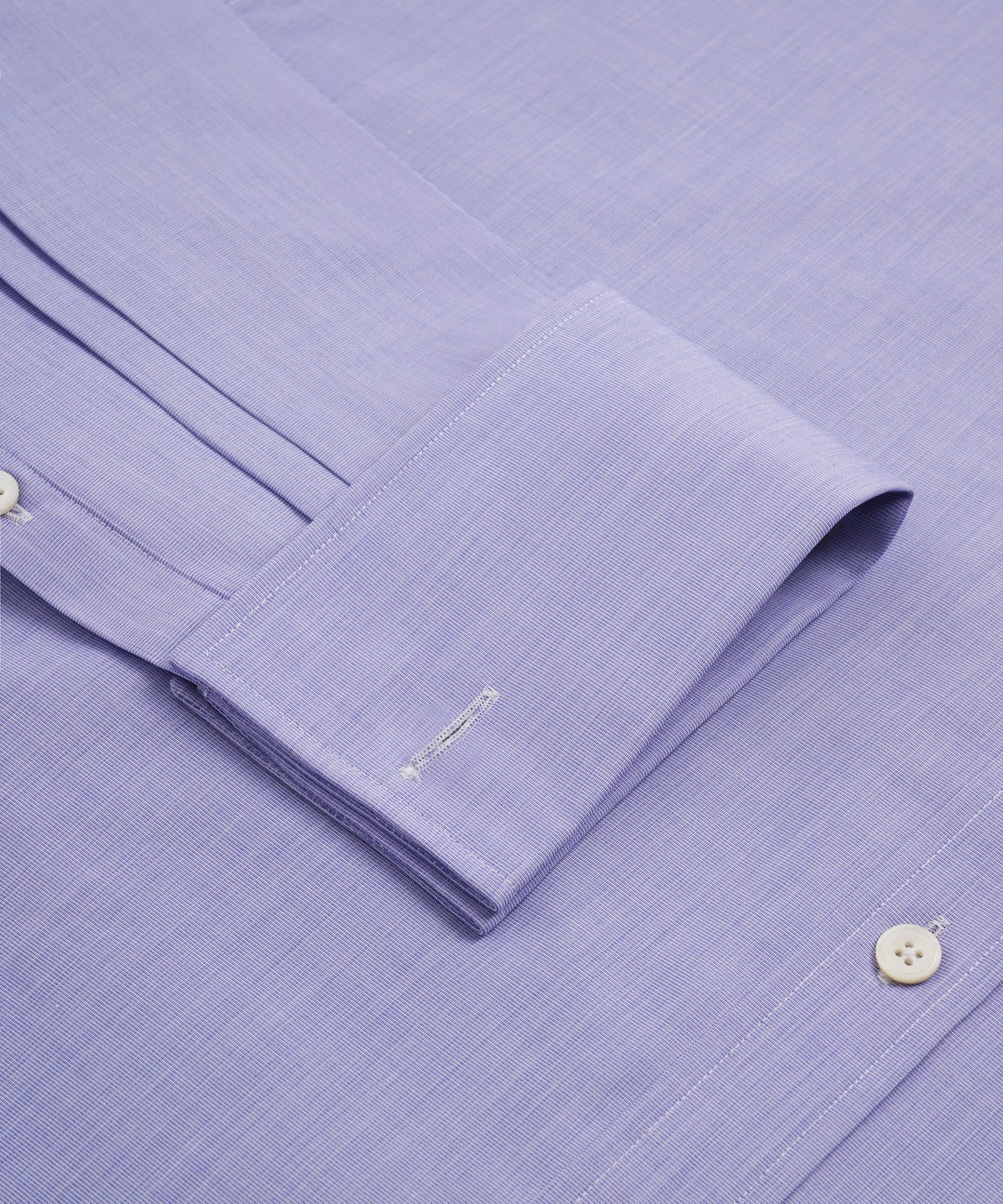 Blue Classic Fit Double Cuff End on End Formal Shirt