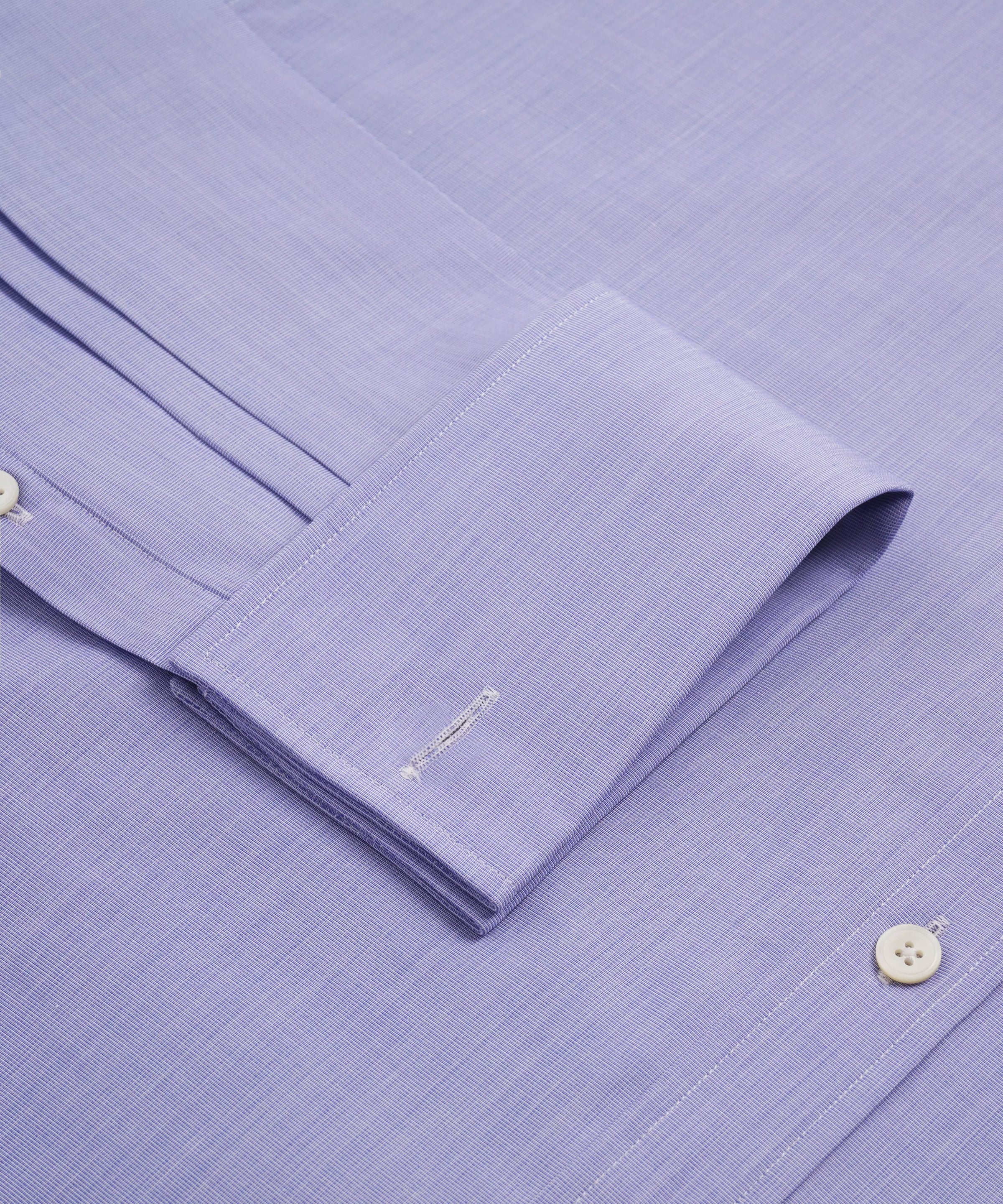 Blue Classic Fit Double Cuff End on End Formal Shirt