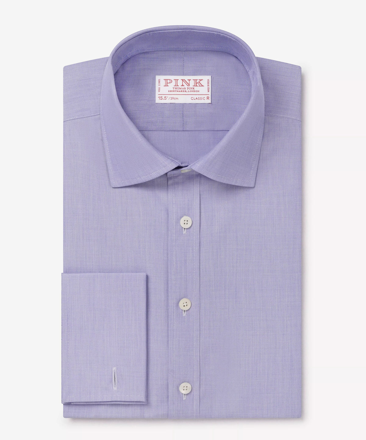 Blue Classic Fit Double Cuff End on End Formal Shirt