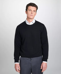 Black Merino Wool Crew Neck Sweater