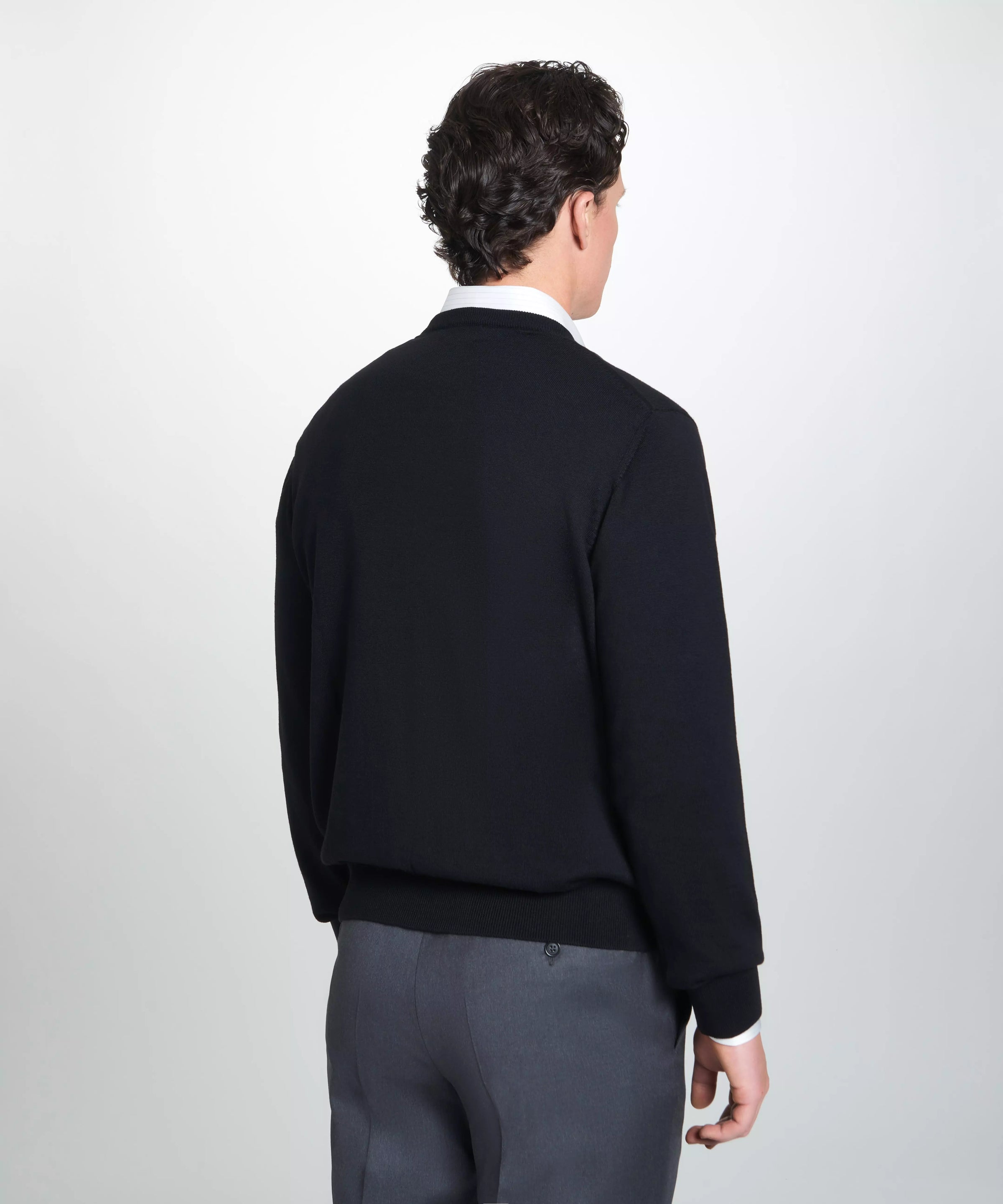 Black Merino Wool Crew Neck Sweater