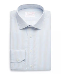 Blue & Brown Tailored Fit Alumo Fine Stripe Formal Shirt