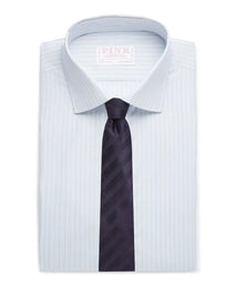 Blue & Brown Tailored Fit Alumo Fine Stripe Formal Shirt