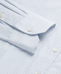 Blue & Brown Tailored Fit Alumo Fine Stripe Formal Shirt