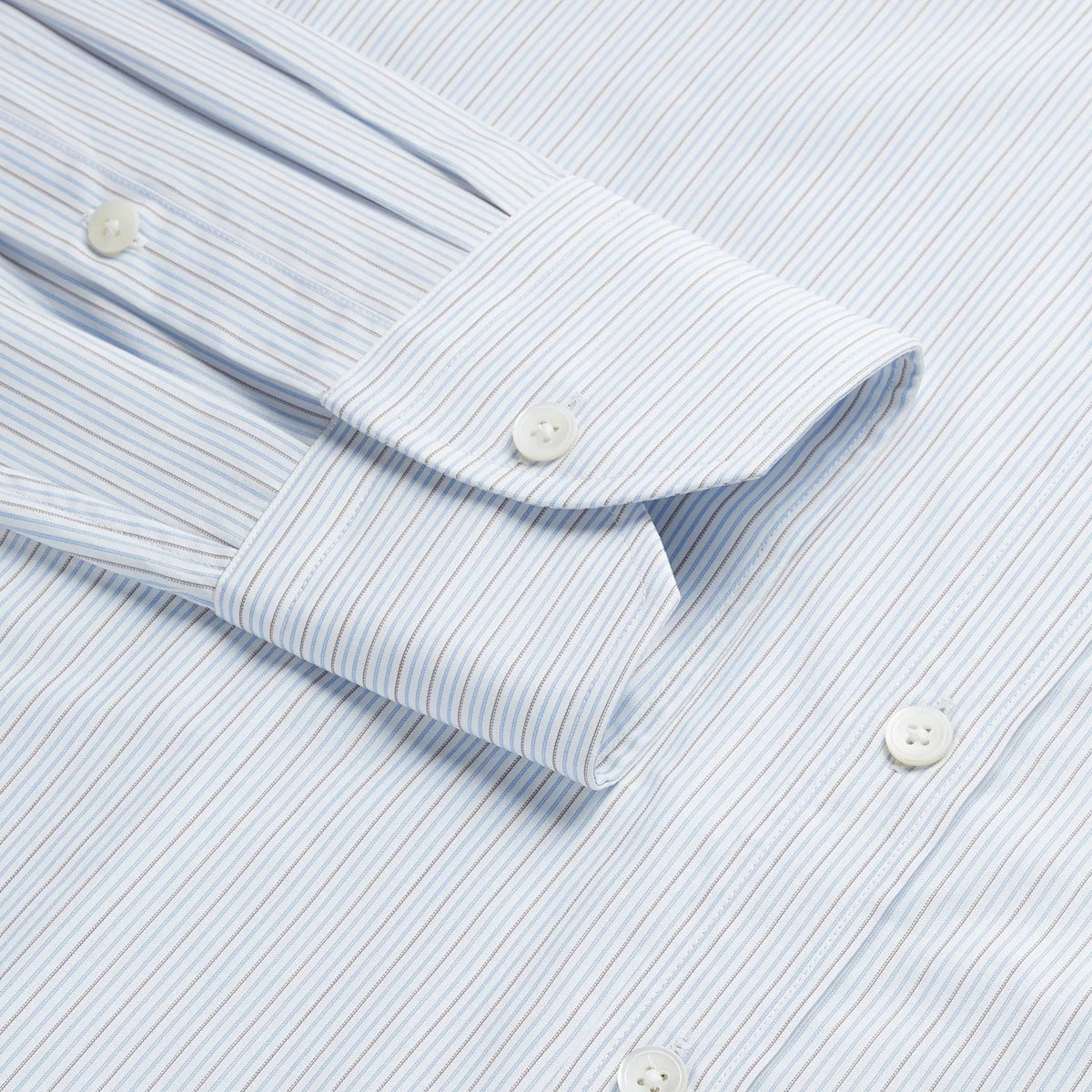 Blue & Brown Tailored Fit Alumo Fine Stripe Formal Shirt