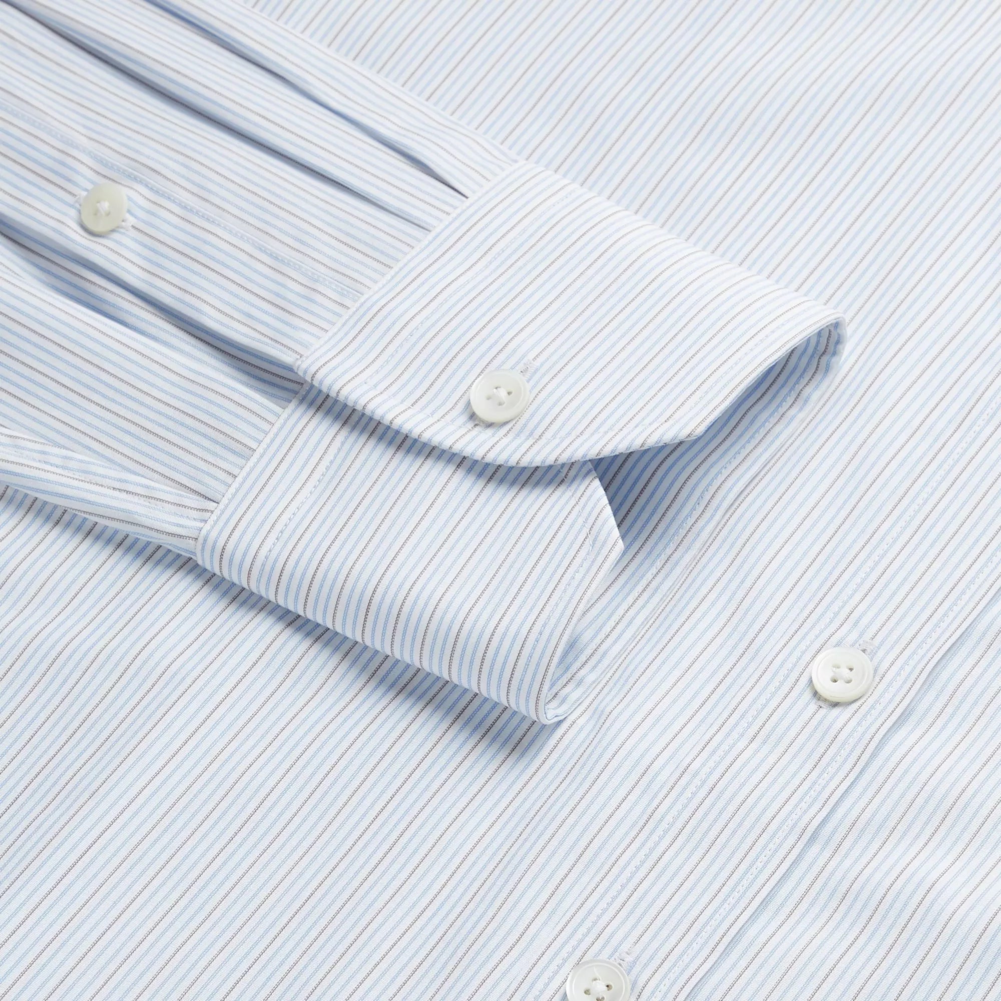 Blue & Brown Tailored Fit Alumo Fine Stripe Formal Shirt