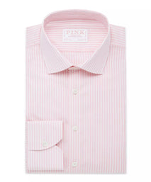 Pale Pink & White Classic Fit Provence Slubbed Bengal Formal Shirt