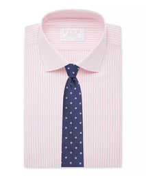 Pale Pink & White Classic Fit Provence Slubbed Bengal Formal Shirt