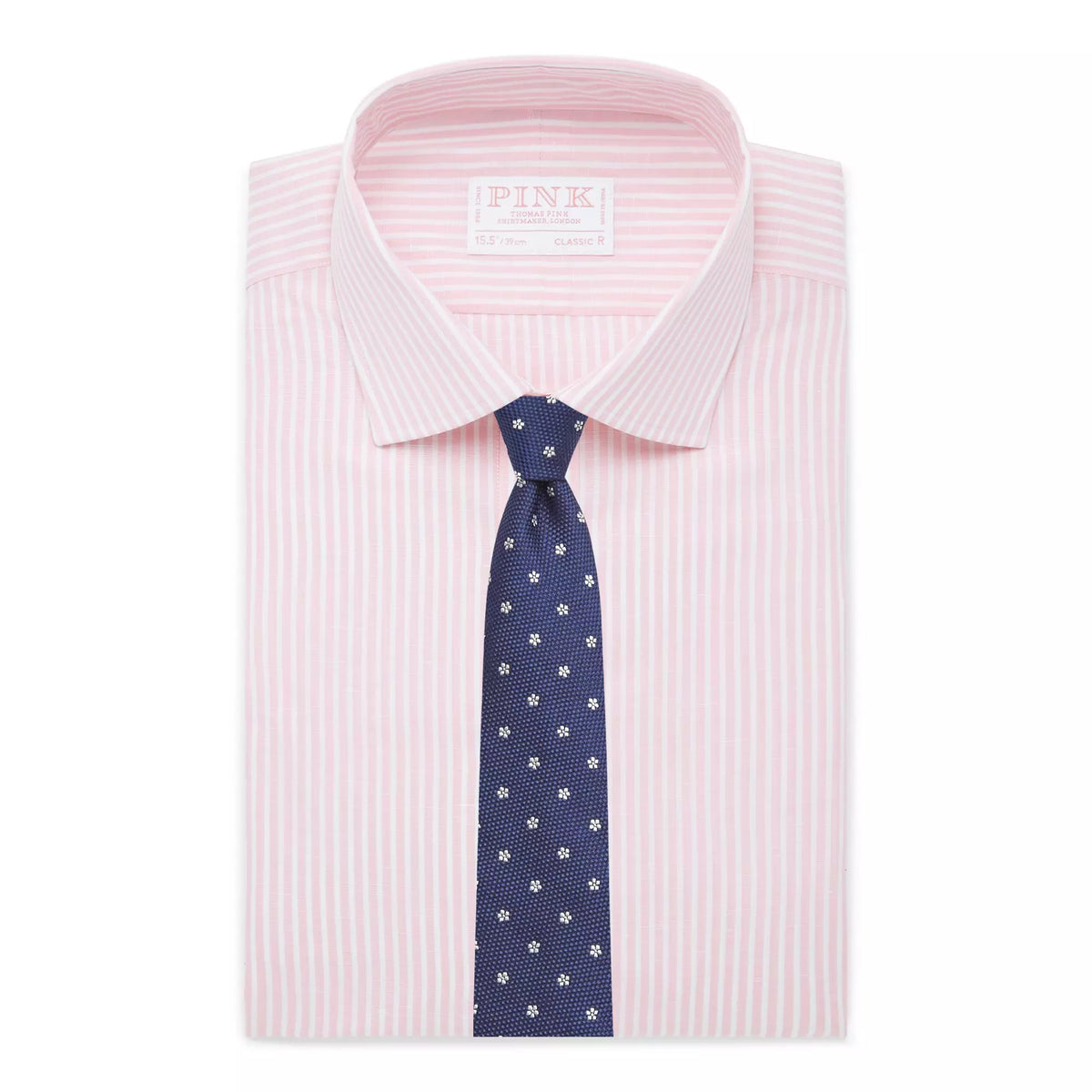 Pale Pink & White Classic Fit Provence Slubbed Bengal Formal Shirt