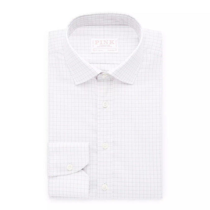 Pale Pink & Grey Classic Fit Shadow Casual Check Formal Shirt
