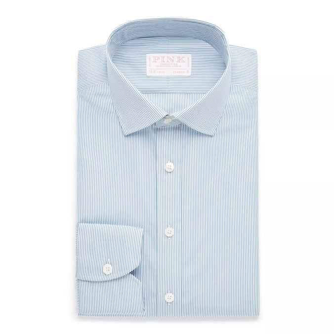 Seas Blue & White Classic Fit Supraluxe Fine Bengal Formal Shirt