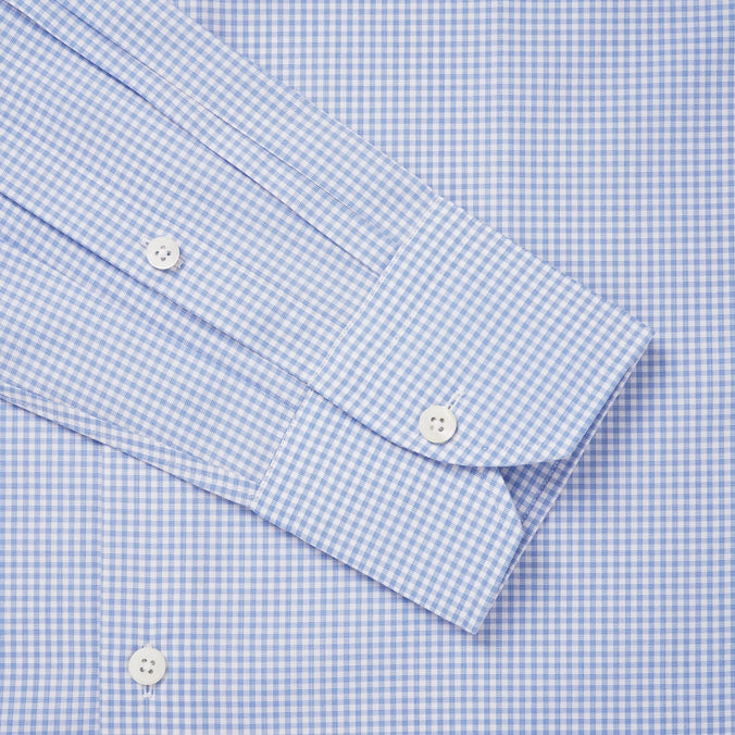 Blue & White Slim Fit Mini Check Formal Shirt