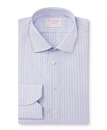 Blue & White Slim Fit Supraluxe Multi Stripe Formal Shirt