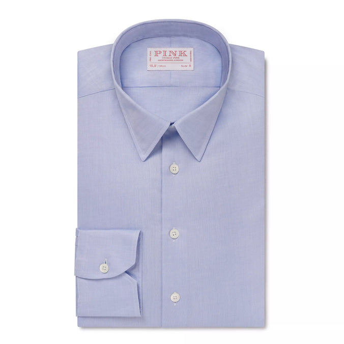 Blue & White Slim Fit Bi-Colour Twill Formal Shirt