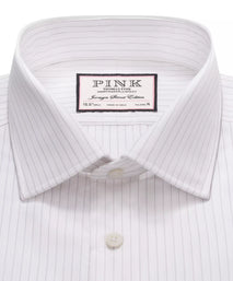 White & Purple Tailored Fit Broken Twill Stripe Formal Shirt