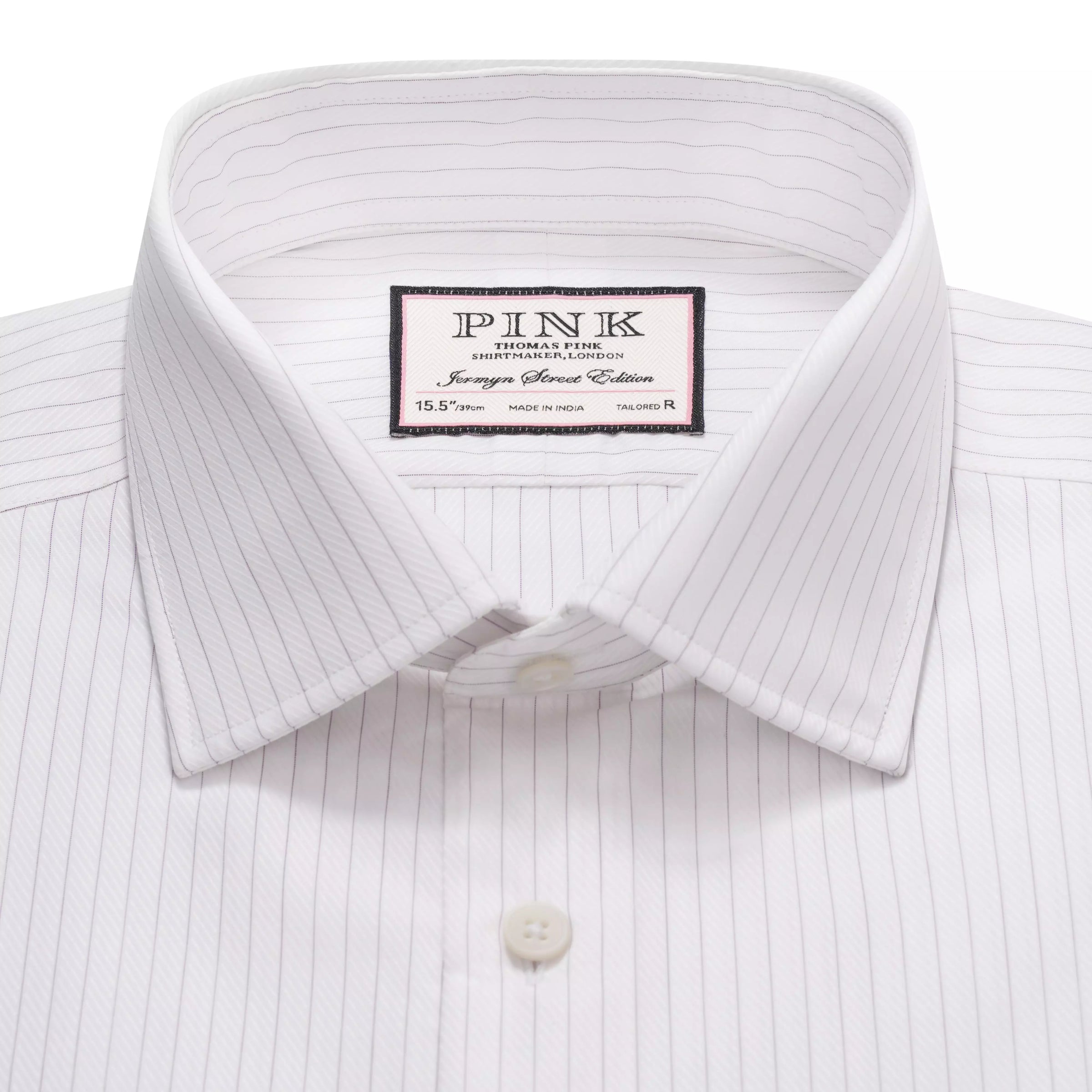 White & Purple Tailored Fit Broken Twill Stripe Formal Shirt