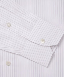 White & Purple Tailored Fit Broken Twill Stripe Formal Shirt