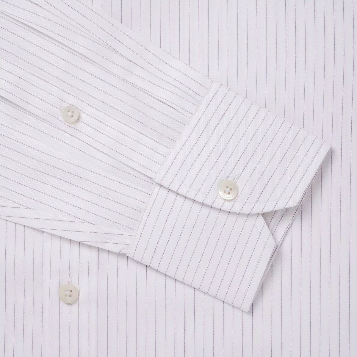 White & Purple Tailored Fit Broken Twill Stripe Formal Shirt