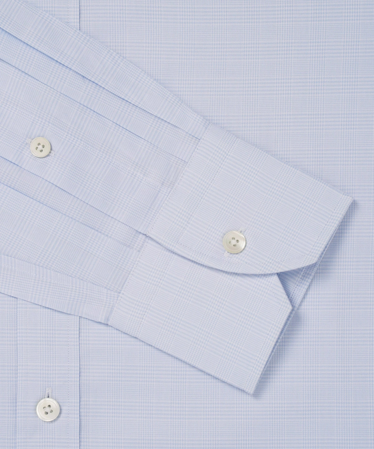 Pale Blue & White Slim Fit Small POW Check Formal Shirt