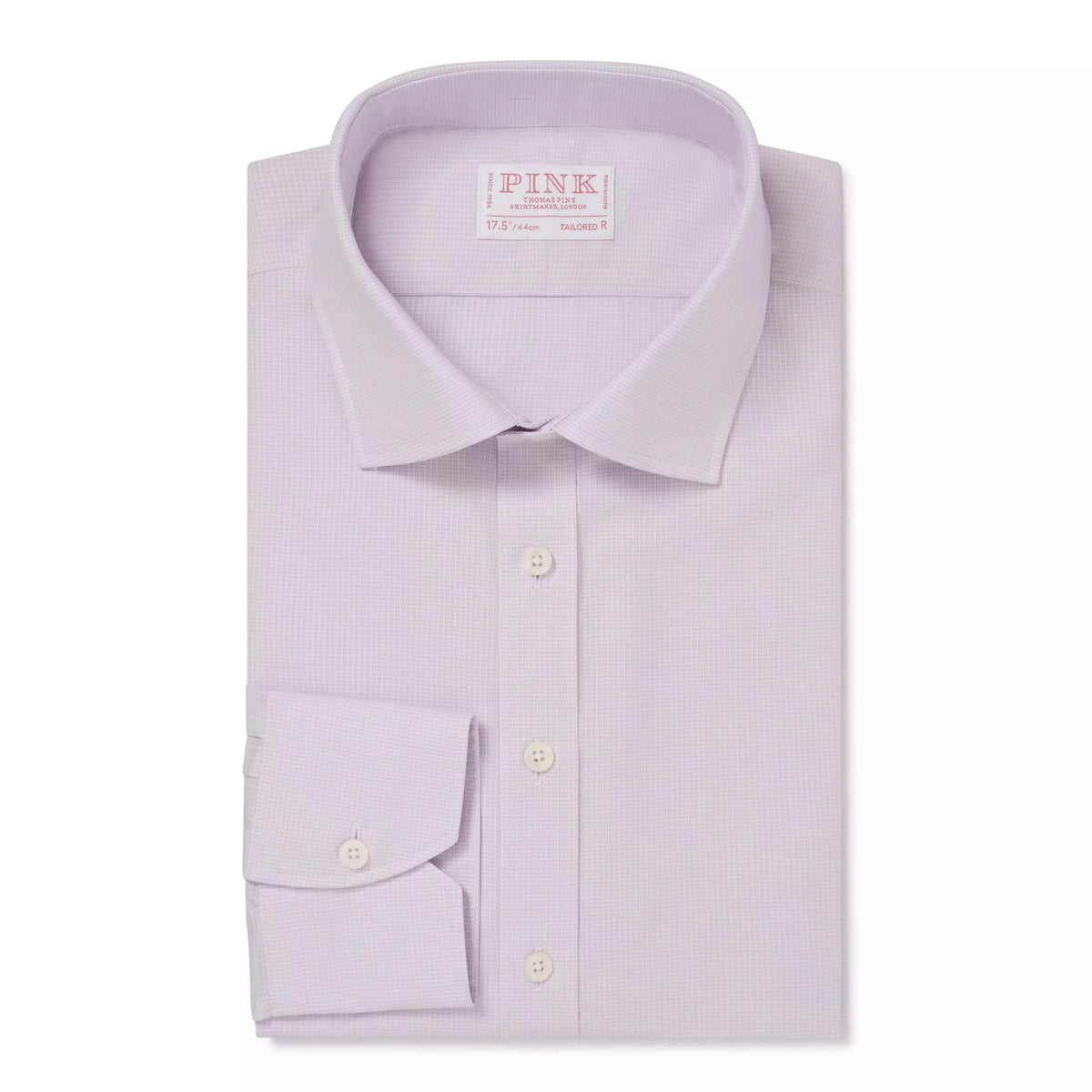 Pale Pink Tailored Fit Micro Check Formal Shirt
