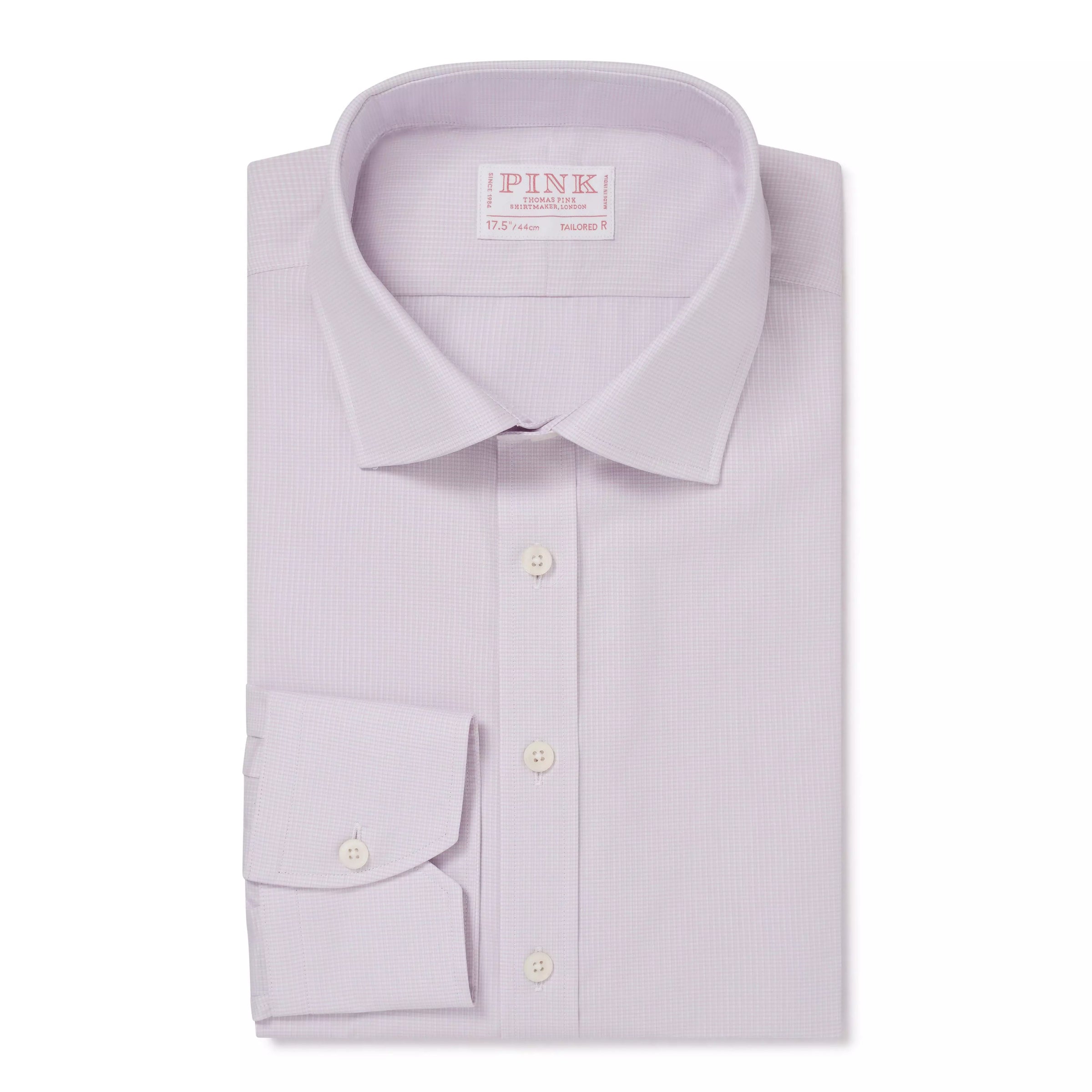 Pale Pink Tailored Fit Micro Check Formal Shirt