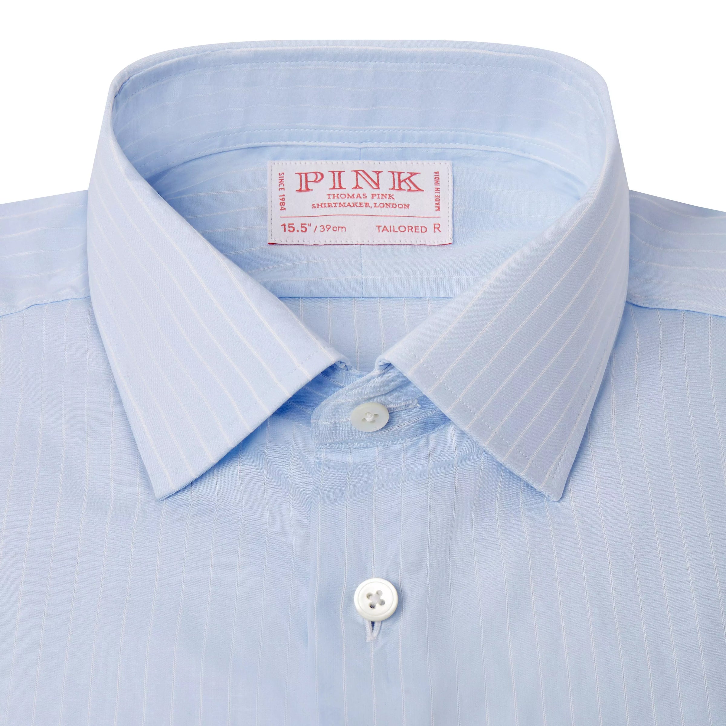 Pale Blue & White Tailored Fit Poplin Stripe Formal Shirt