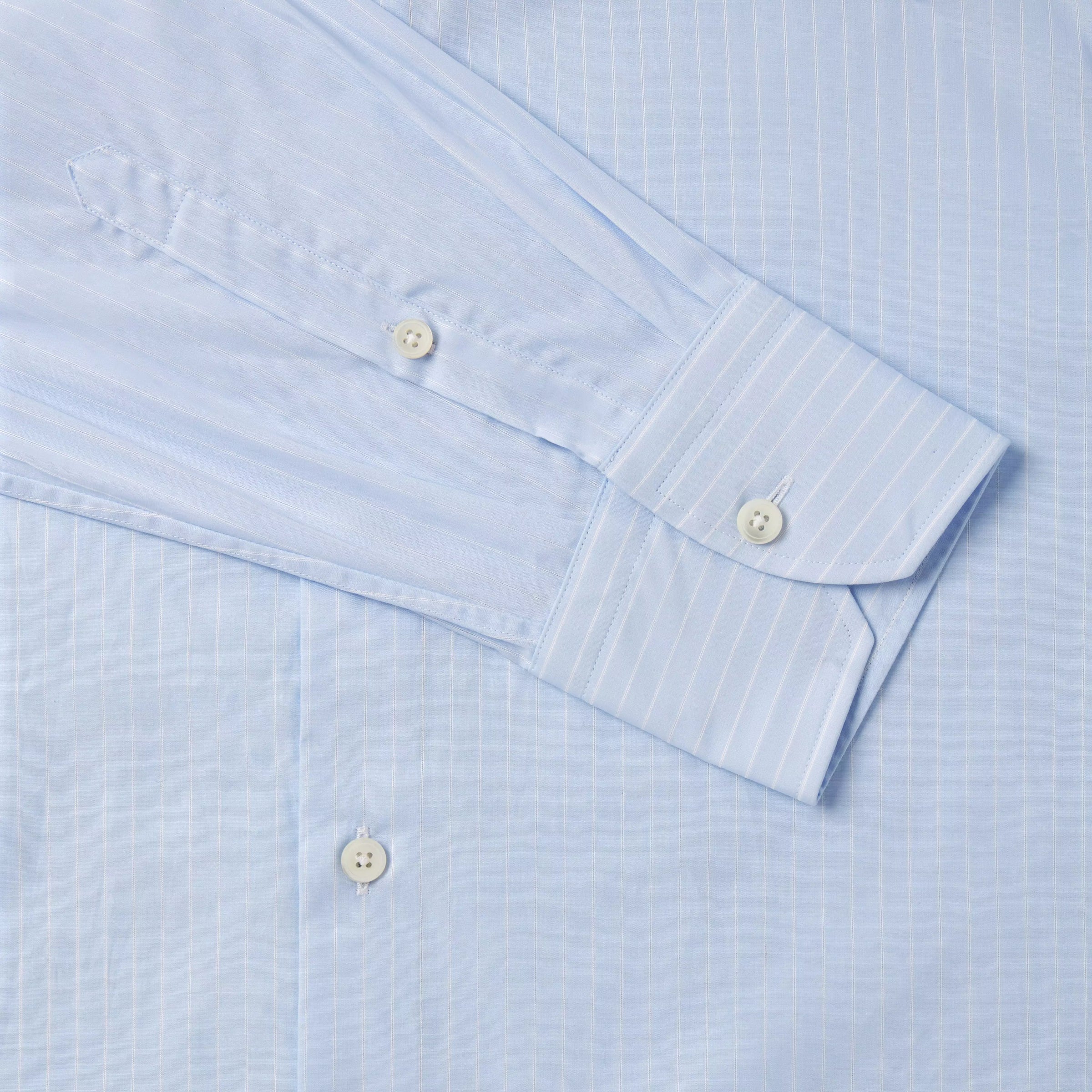 Pale Blue & White Tailored Fit Poplin Stripe Formal Shirt