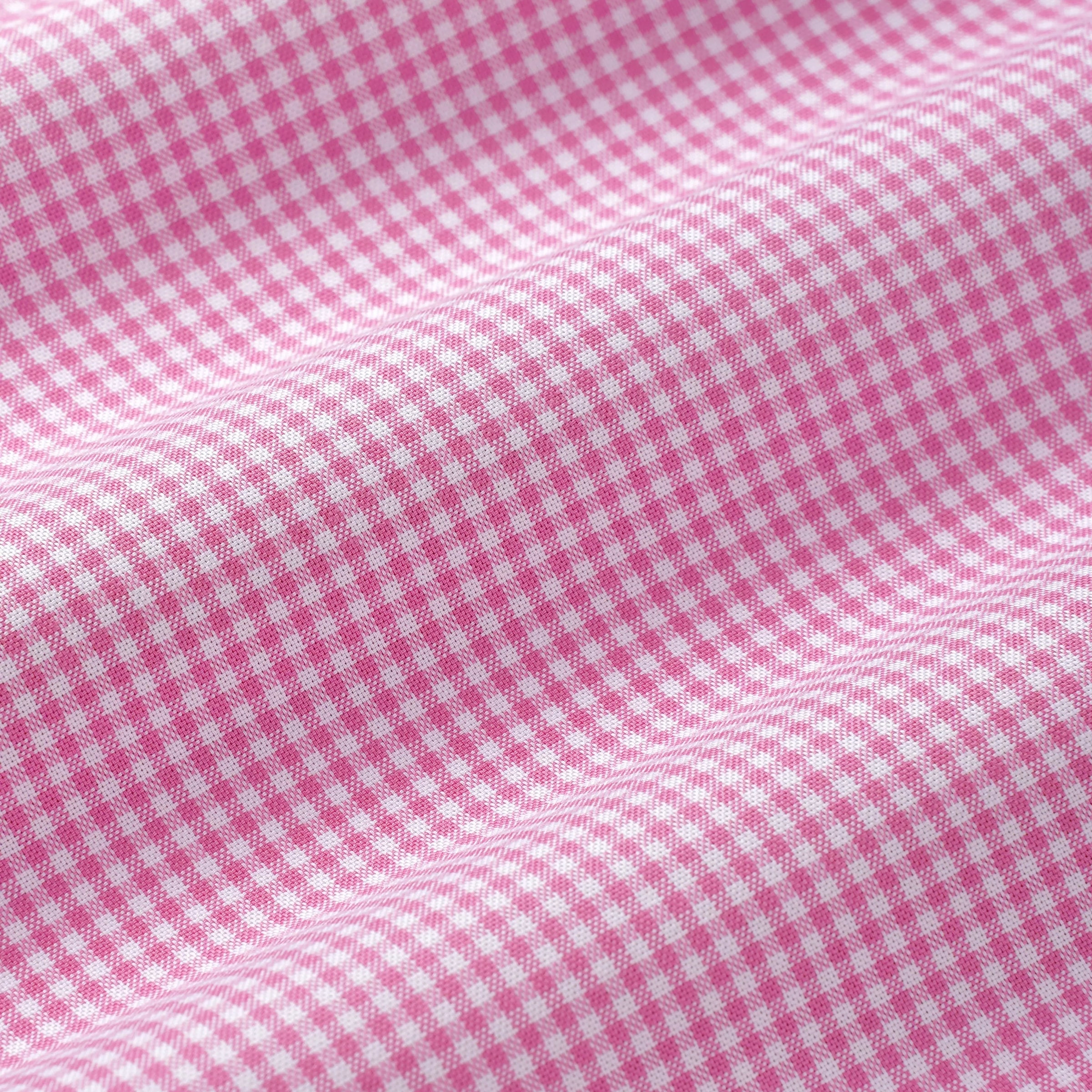 Pink & White Slim Fit Micro Gingham Check Formal Shirt