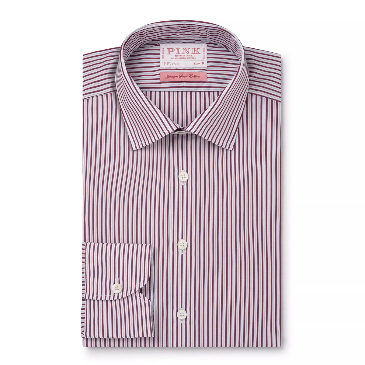 Purple & White Slim Fit Piumino Multi Stripe Formal Shirt