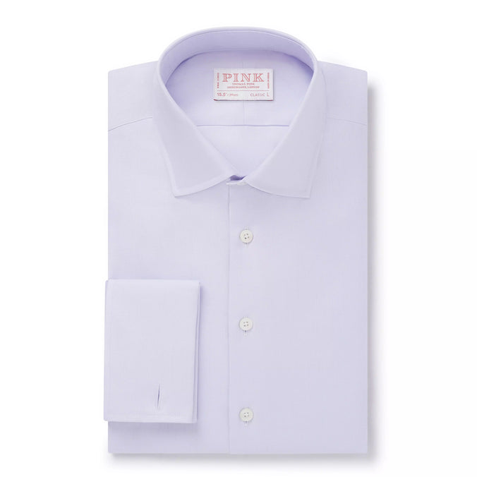 Lilac Classic Fit Double Cuff Plain Dobby Formal Shirt