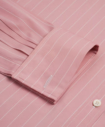 Pink & White Classic Fit Double Cuff Downing Pin Stripe Formal Shirt