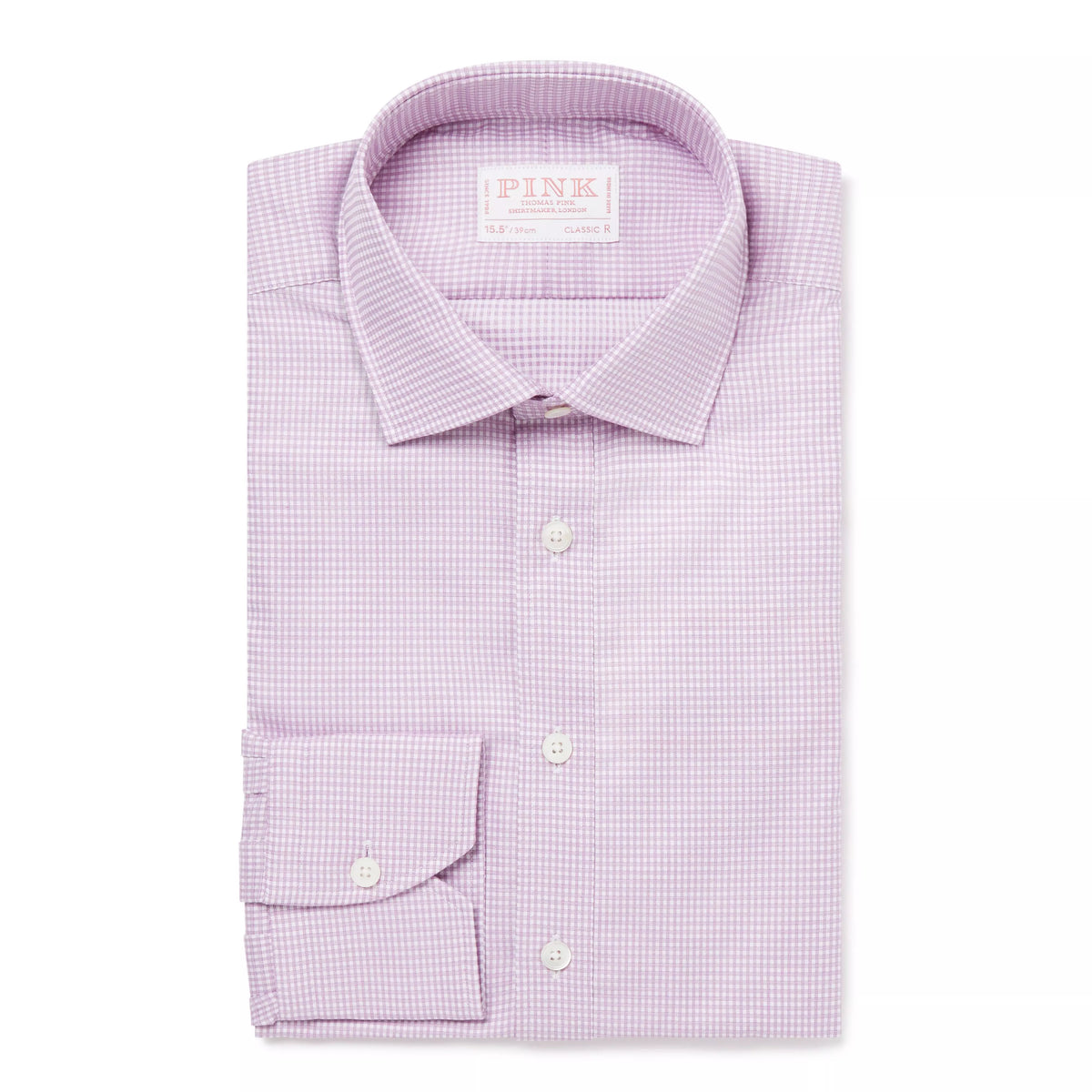 Pale Pink & White Classic Fit Micro Check Formal Shirt