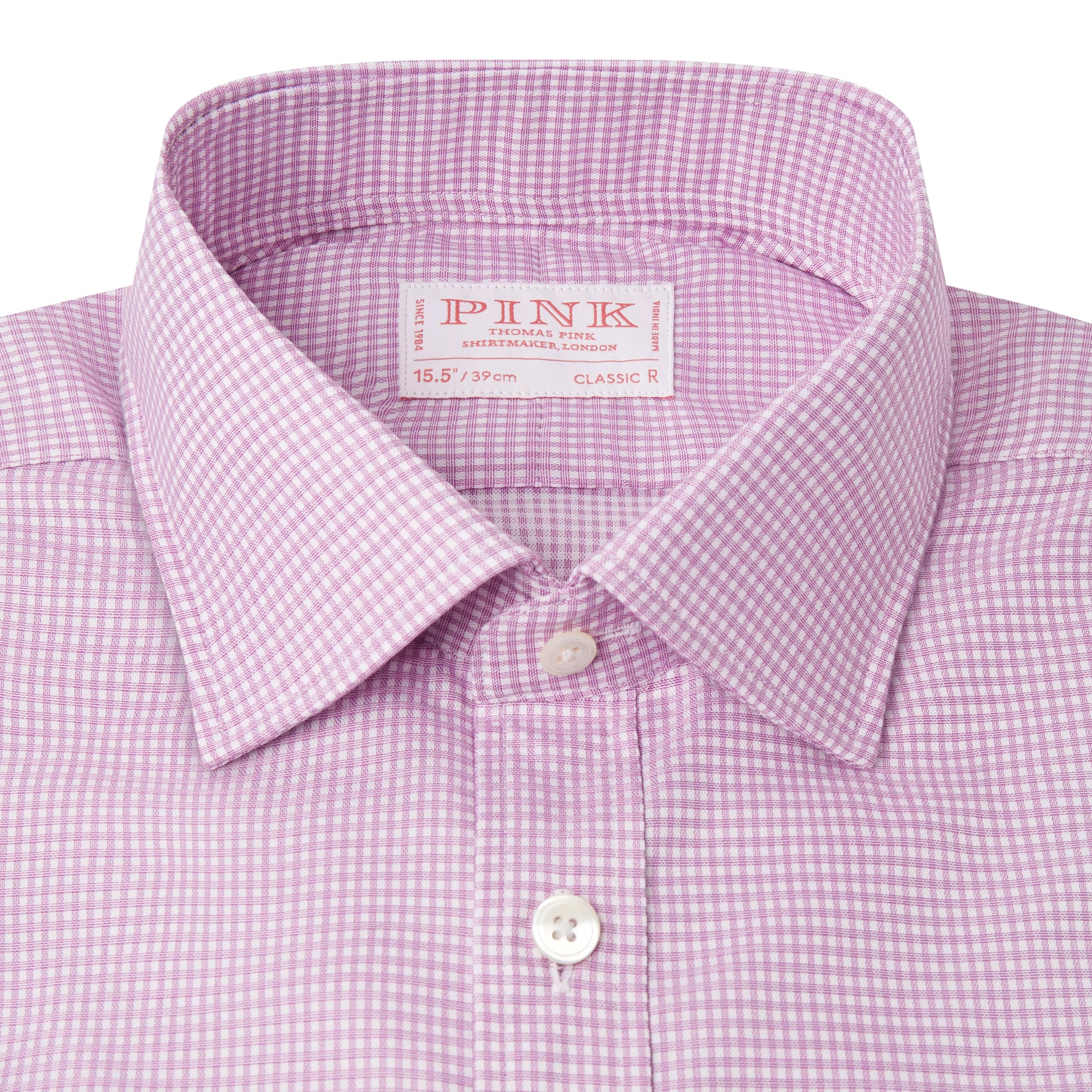 Pale Pink & White Classic Fit Micro Check Formal Shirt