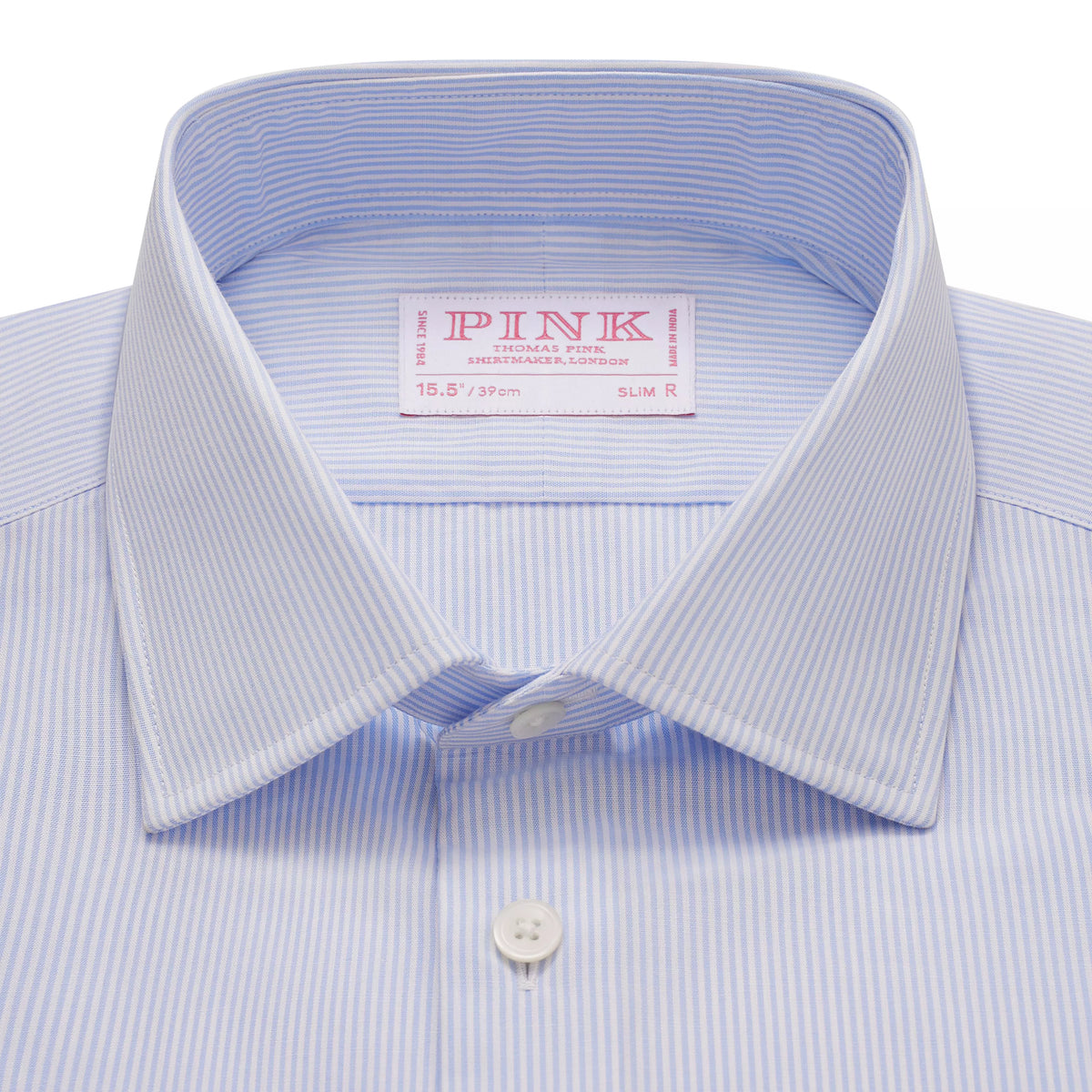 Sapphire Blue & White Slim Fit Double Cuff Panama Thin Stripe Formal Shirt