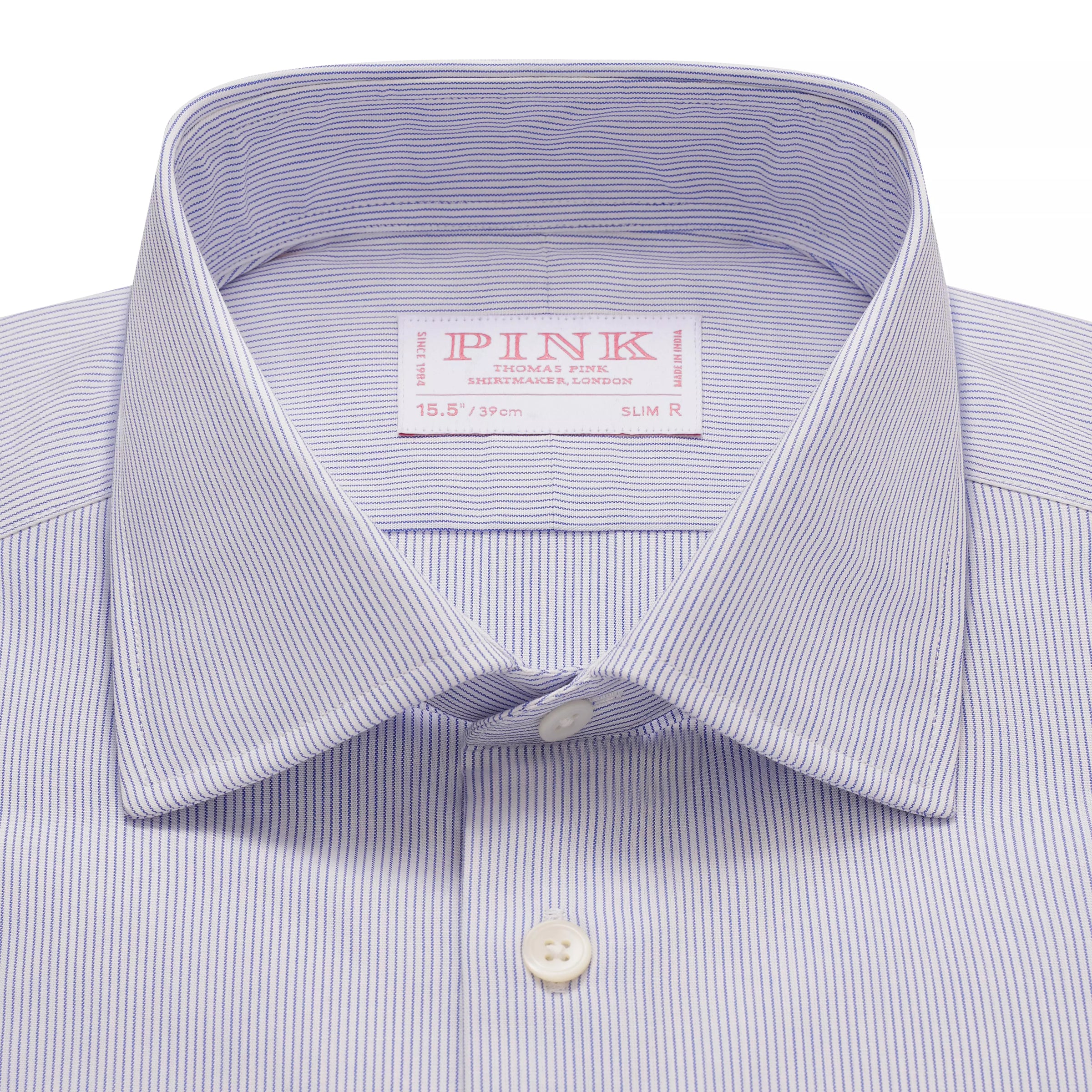 Deep Blue & White Slim Fit Double Cuff Pin Stripe Formal Shirt