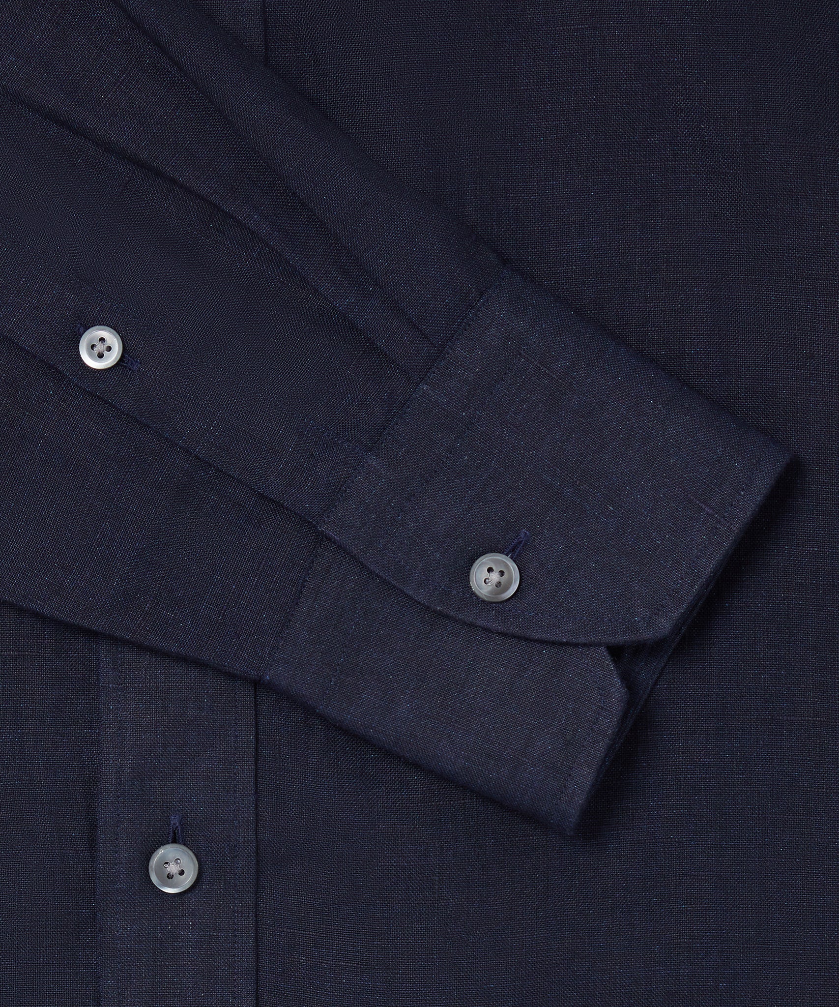 Navy Tailored Fit Essential Linen Button Down Smart Casual Shirt