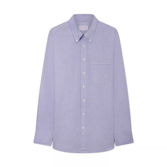 Blue Classic Fit Smart Casual Button Down Open Weave Oxford Shirt
