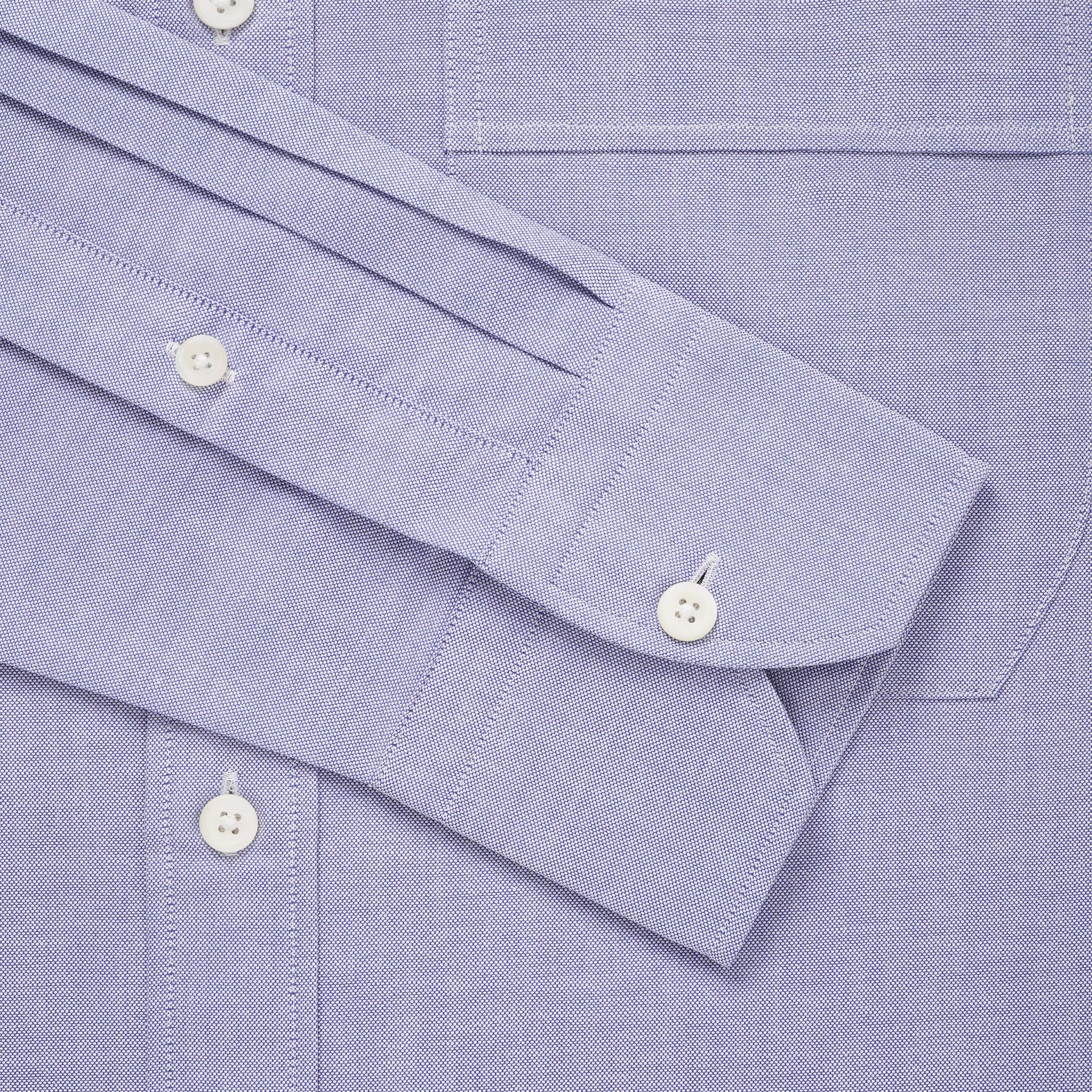 Blue Slim Fit Smart Casual Button Down Open Weave Oxford Shirt