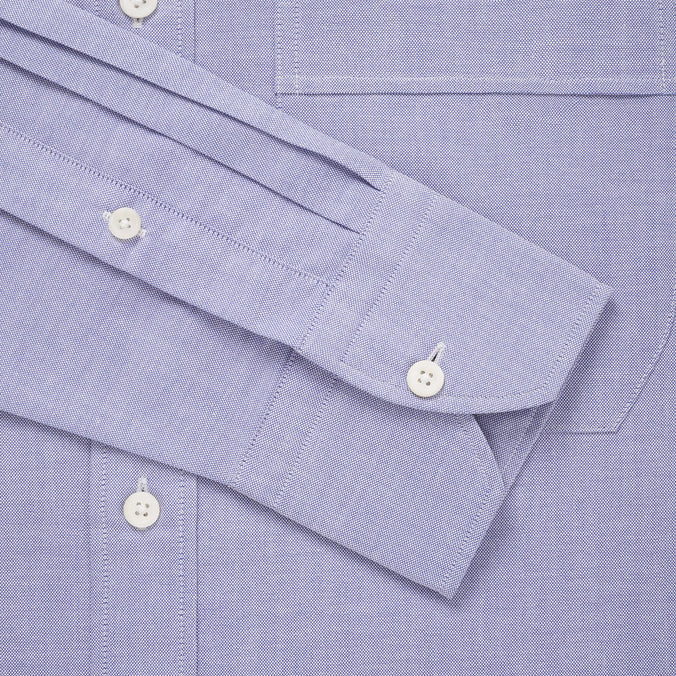 Blue Tailored Fit Smart Casual Button Down Open Weave Oxford Shirt
